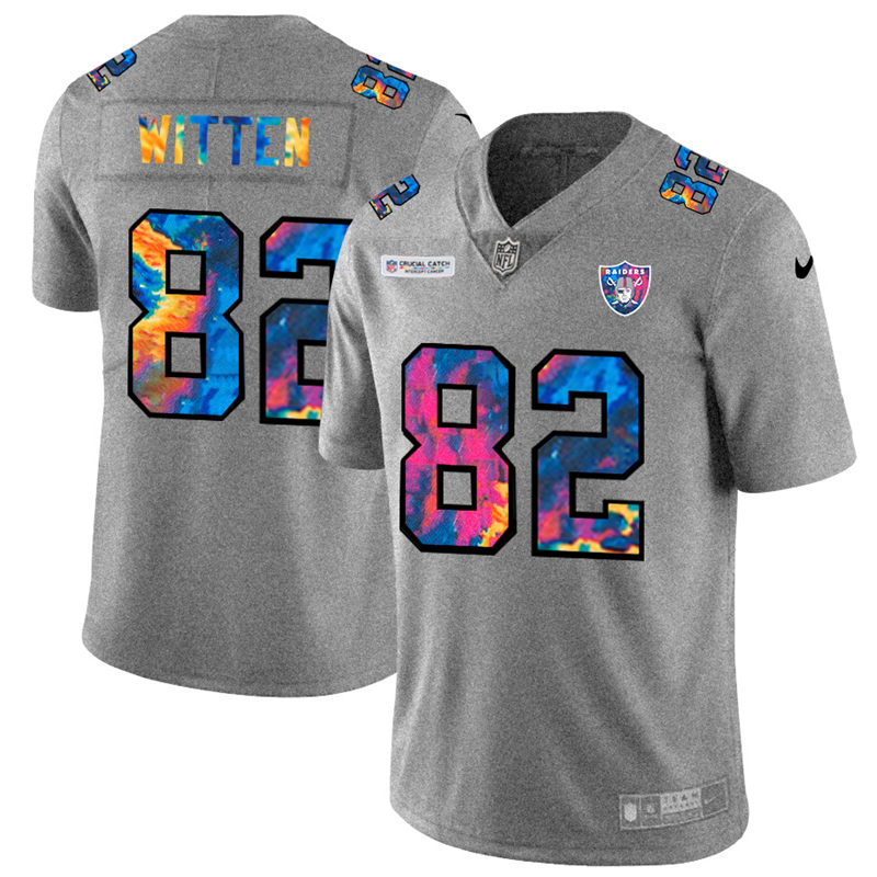 NFL Las Vegas Raiders #82 Jason Witten Men Nike MultiColor 2020  Crucial Catch  Jersey Grey->oakland raiders->NFL Jersey